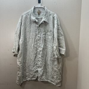 Bruno NY Mens 100% Linen‎ Shirt Sz 4XLT Button Down Tan Minimalist Lightweight